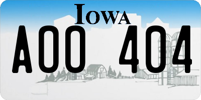 IA license plate AOO404