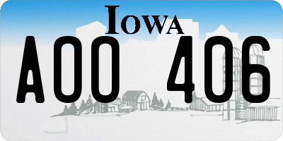 IA license plate AOO406