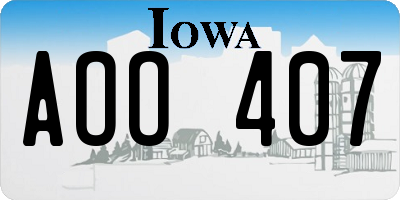 IA license plate AOO407