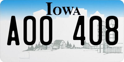 IA license plate AOO408