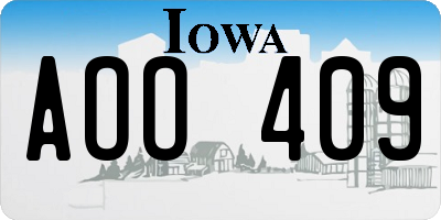 IA license plate AOO409