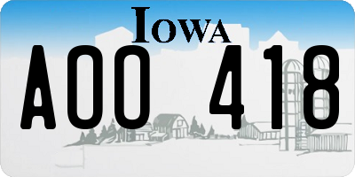 IA license plate AOO418