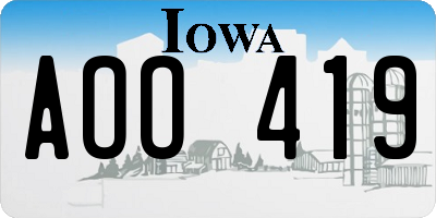 IA license plate AOO419