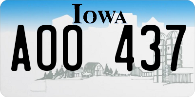 IA license plate AOO437
