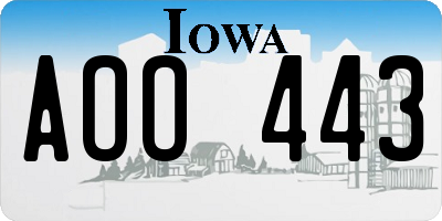IA license plate AOO443