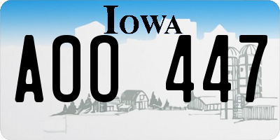 IA license plate AOO447
