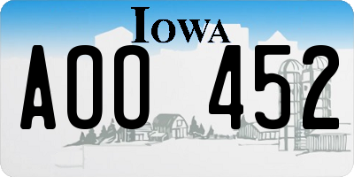 IA license plate AOO452