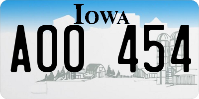 IA license plate AOO454