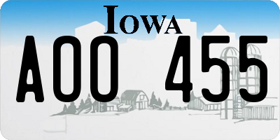 IA license plate AOO455