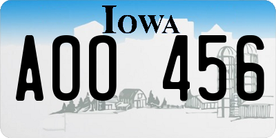 IA license plate AOO456