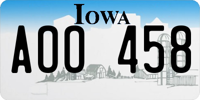 IA license plate AOO458