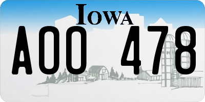 IA license plate AOO478