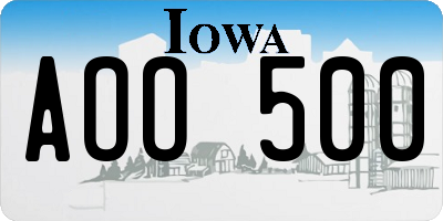 IA license plate AOO500