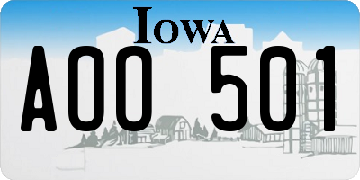 IA license plate AOO501