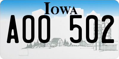 IA license plate AOO502