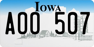 IA license plate AOO507