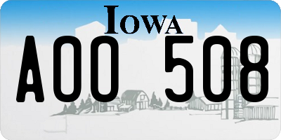 IA license plate AOO508
