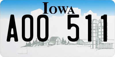IA license plate AOO511