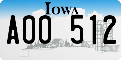 IA license plate AOO512