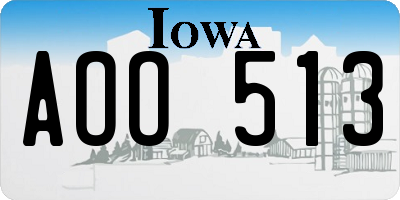 IA license plate AOO513