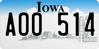 IA license plate AOO514
