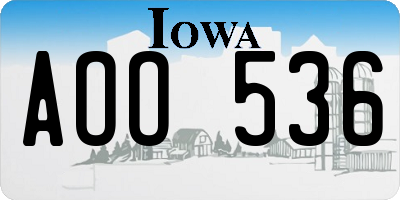 IA license plate AOO536