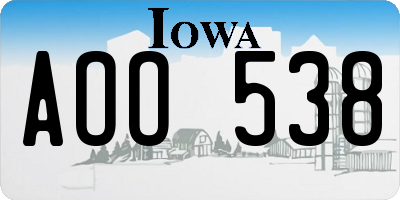 IA license plate AOO538