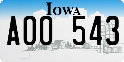IA license plate AOO543