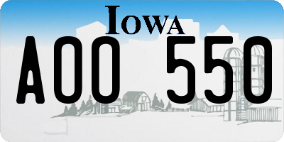 IA license plate AOO550