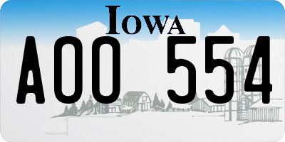IA license plate AOO554