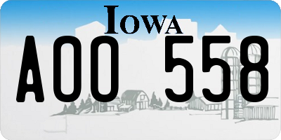 IA license plate AOO558