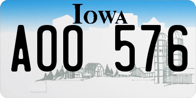 IA license plate AOO576