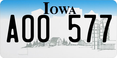 IA license plate AOO577