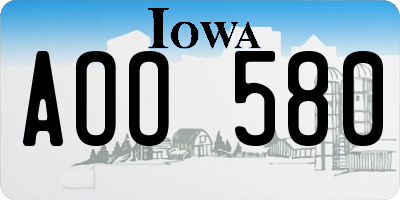 IA license plate AOO580