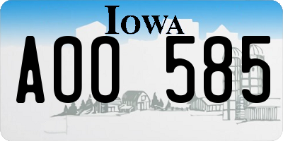 IA license plate AOO585