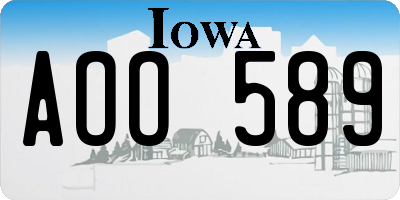 IA license plate AOO589