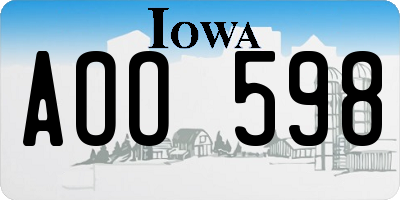 IA license plate AOO598