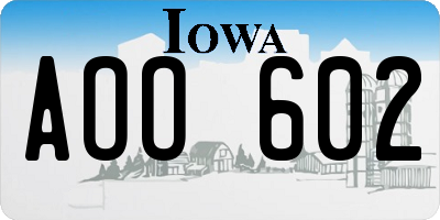 IA license plate AOO602