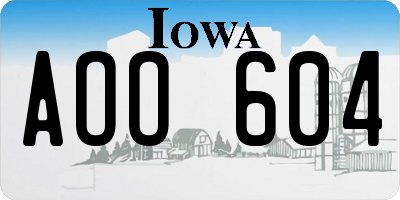 IA license plate AOO604