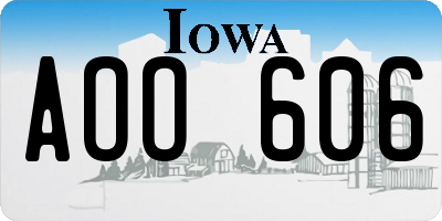 IA license plate AOO606