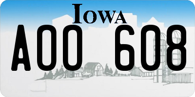 IA license plate AOO608