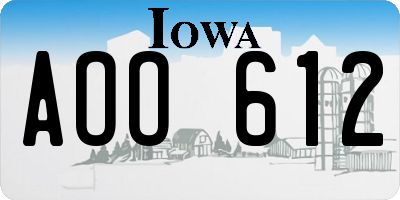 IA license plate AOO612
