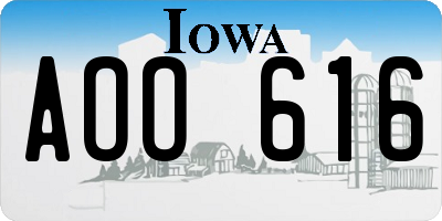 IA license plate AOO616