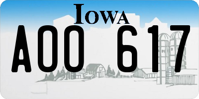 IA license plate AOO617