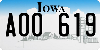 IA license plate AOO619