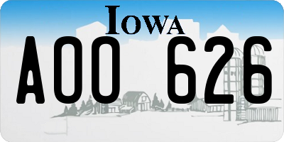 IA license plate AOO626