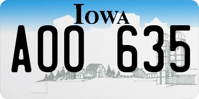 IA license plate AOO635