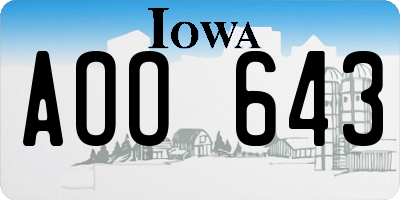 IA license plate AOO643