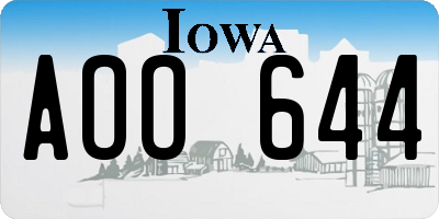 IA license plate AOO644