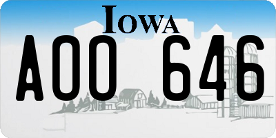 IA license plate AOO646